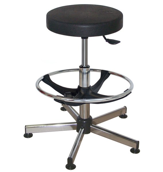 Tabouret avec repose-pieds polyuréthane noir - Kango
