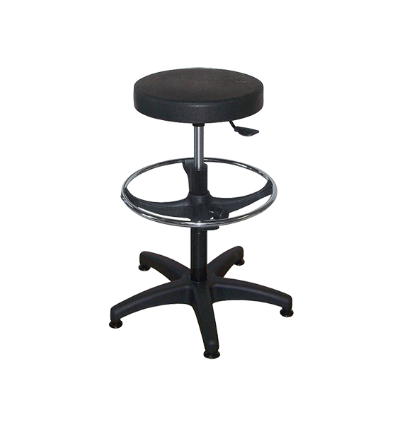 Tabouret polyuréthane noir à patins avec repose-pieds - Kango