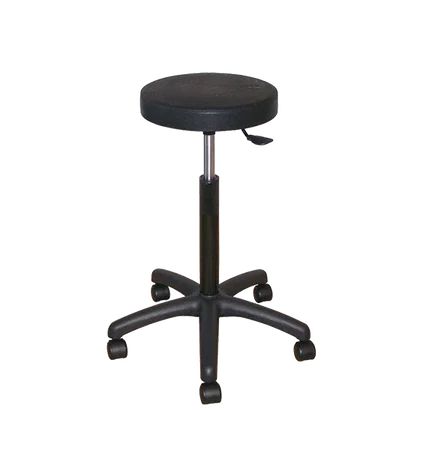 Tabouret haut polyuréthane noir à roulettes - Kango