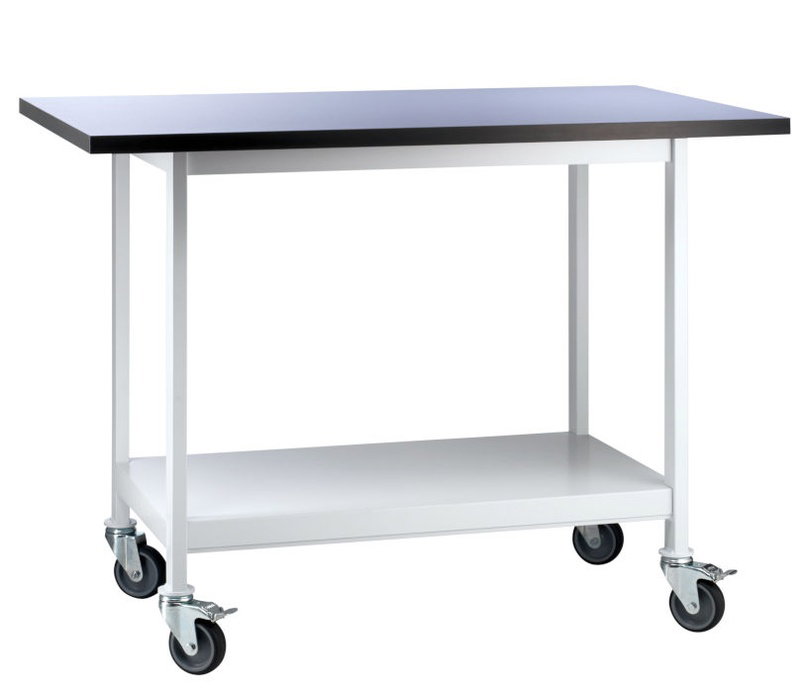 Paillasse métallique, mobile, sèche, nue avec 1 étagère en acier, L900 x p600 x H750 mm