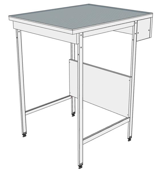 Paillasse murale verre émaillé - L600 x p750 x H900 mm