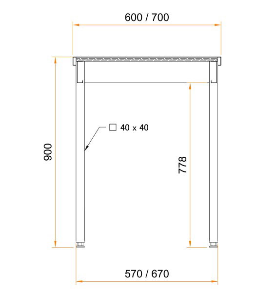 Table fixe 15/10e - Inox AISI 304 - L 1200 x P 700 x H 900 mm