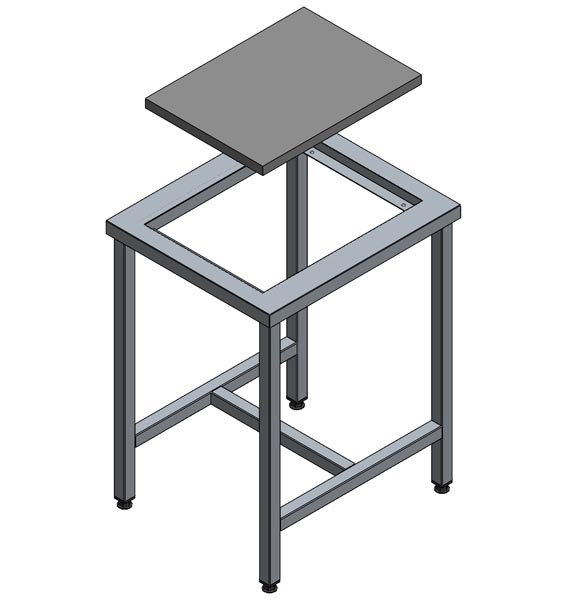 Table de pesée anti-vibration inox soudé AISI 304 - L600 x p700 x H900 m