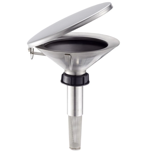 Entonnoir de sécurité plat TK50-180 - inox - avec bouchon plastique - Rötzmeier