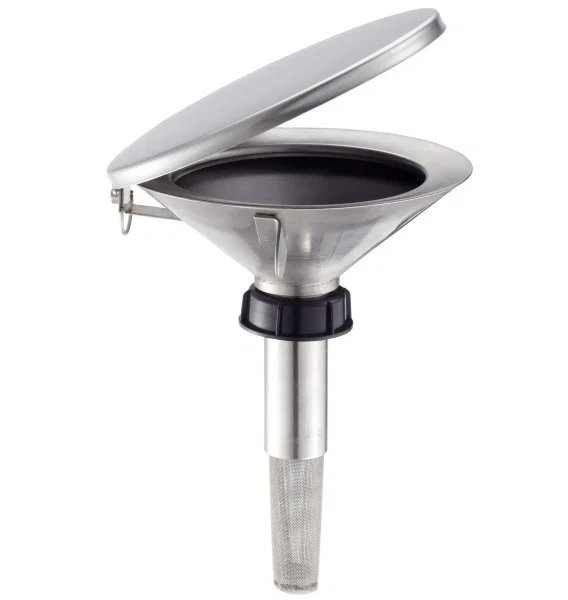 Entonnoir de sécurité plat TK50-180 - inox - avec bouchon plastique - Rötzmeier