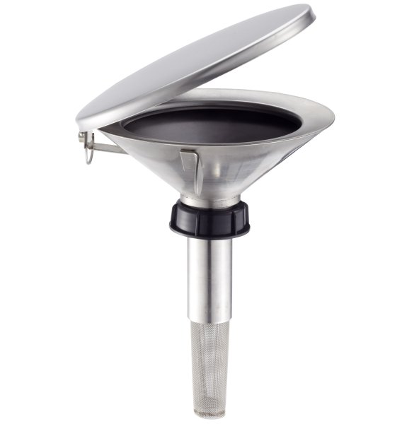 Entonnoir de sécurité plat TK51-180 - inox - avec bouchon plastique - Rötzmeier