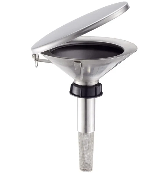 Entonnoir de sécurité plat TK51-180 - inox - avec bouchon plastique - Rötzmeier