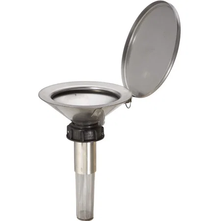 Entonnoir de sécurité plat TK61-180 - inox - avec bouchon plastique - Rötzmeier