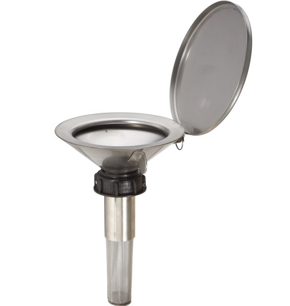 Entonnoir de sécurité plat TK71-180 - inox - avec bouchon plastique - Rötzmeier