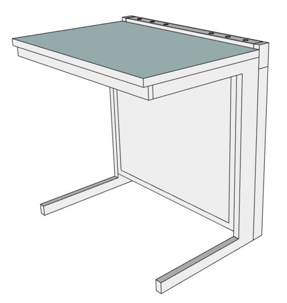 Paillasse murale verre émaillé - L900 x p660 x H900 mm