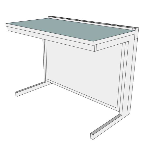 Paillasse murale verre émaillé - L1200 x p660 x H900 mm
