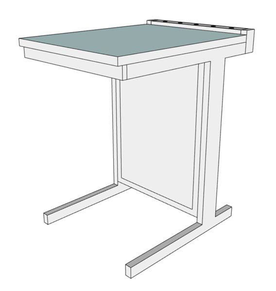 Paillasse murale verre émaillé - L600 x p810 x H900 mm