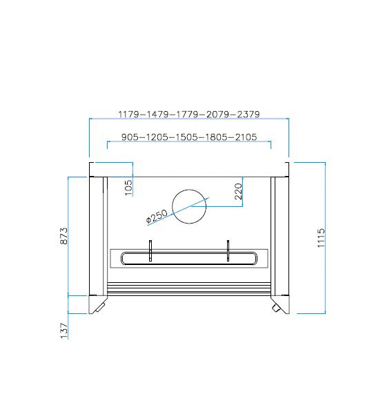 Sorbonne Walk in - Classe M0 - 2 guillotines à vitre fixe - L1779 x p1115 x H2500 mm
