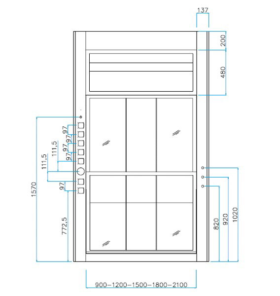 Sorbonne Walk in - Classe M0 - 2 guillotines à vitre fixe - L2079 x p1115 x H2500 mm